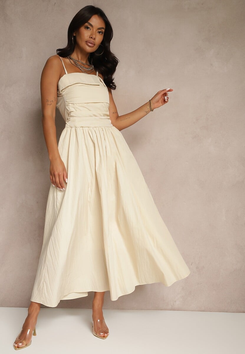 Różowa Sukienka z Wiskozy z Bawełną Ozdobiona Zakładką Atellana