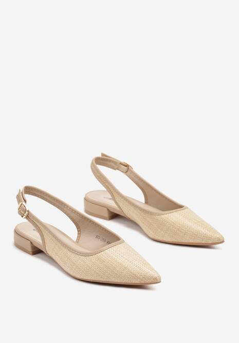 Ciemnobeżowe Sandały Typu Slingback z Plecionki z Rafii Neolavia