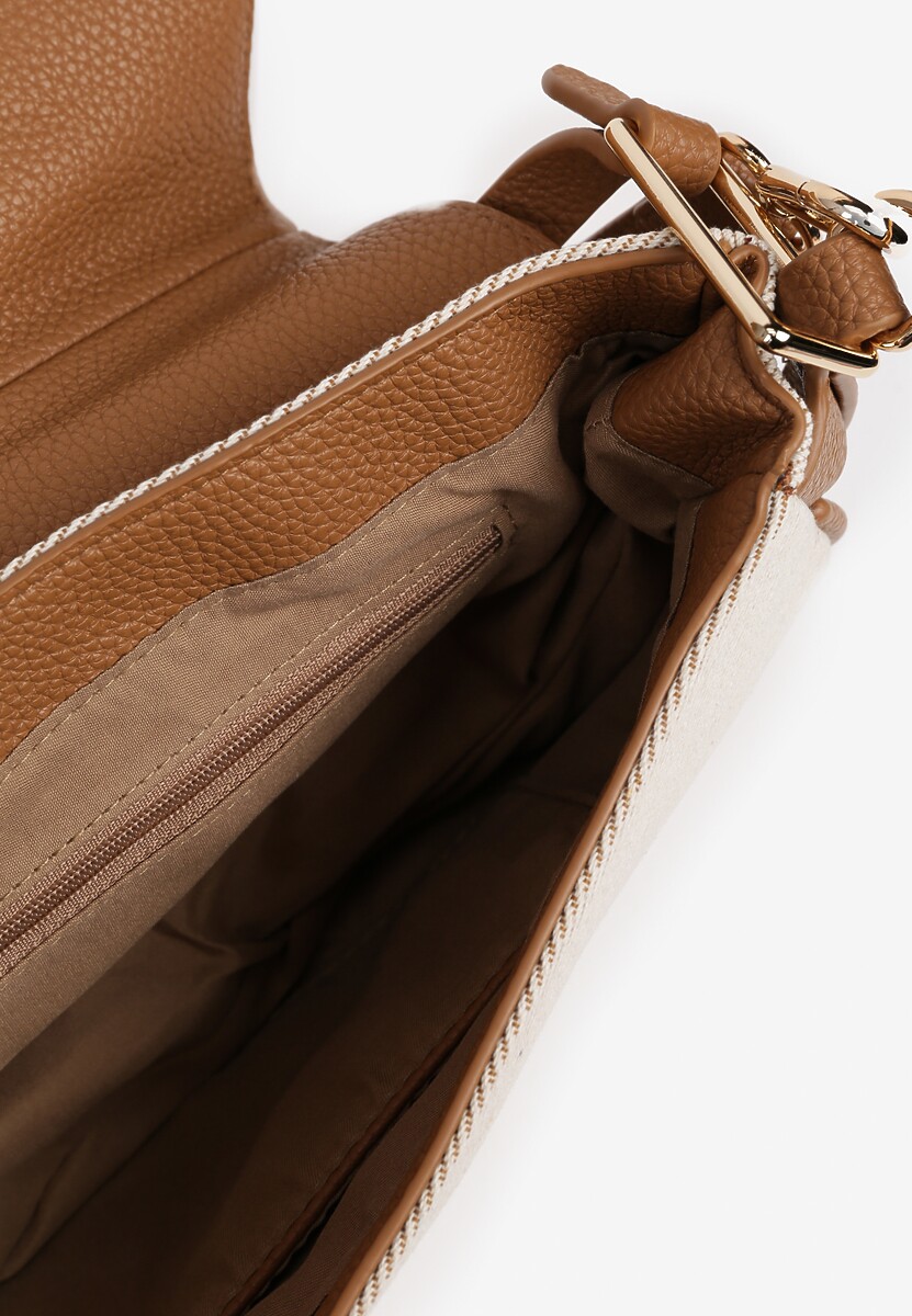 Brązowa Torebka z Paskiem i Rączką Zapinana na Klapę Zolnelis