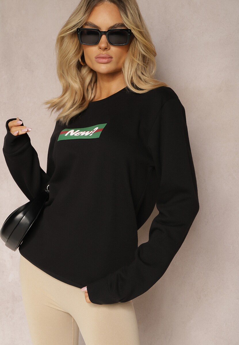 Czarna Bawełniana Bluza z Nadrukiem Corneta