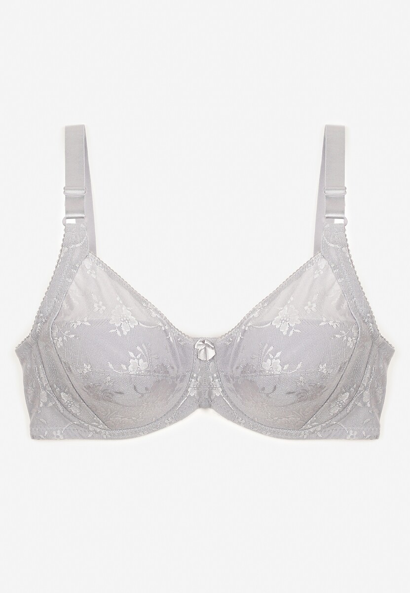 Bordowy Biustonosz z Koronki Full Cup z Regulowanymi Ramiączkami Dimela