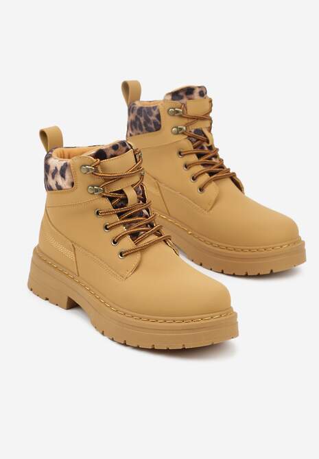 Brązowe Trapery ze Wstawkami we Wzór Vetiara