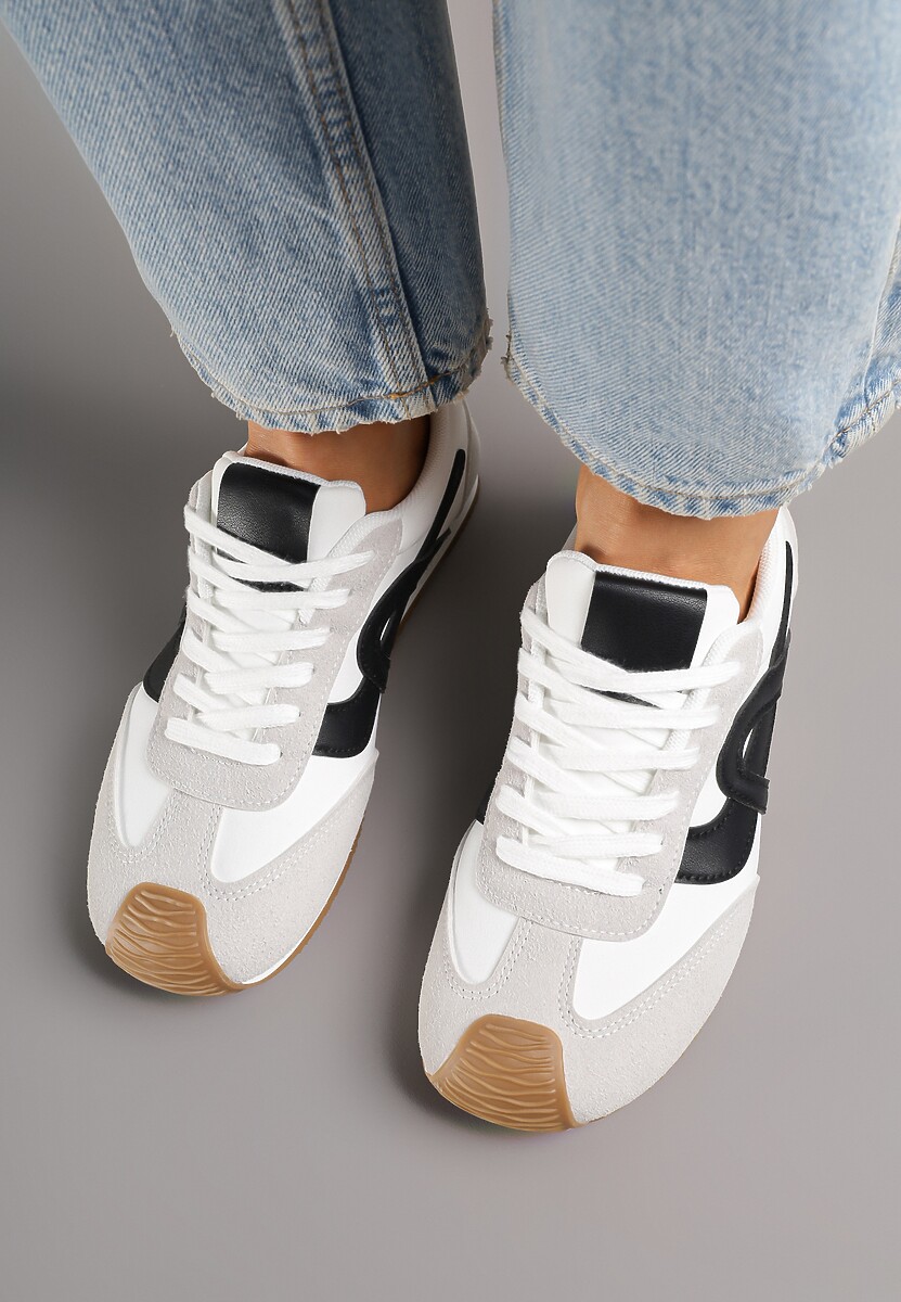 Białe Sneakersy z Geometrycznym Wzorem Arnenta