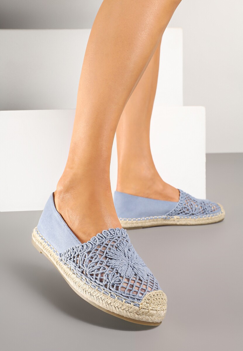 Jasnobrązowe Ażurowe Espadryle na Podeszwie z Plecionki Nusariana
