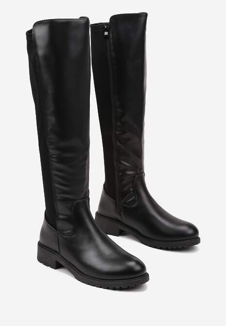 Czarne Kozaki Vices z Imitacji Skóry Typu Muszkieterki Anlave