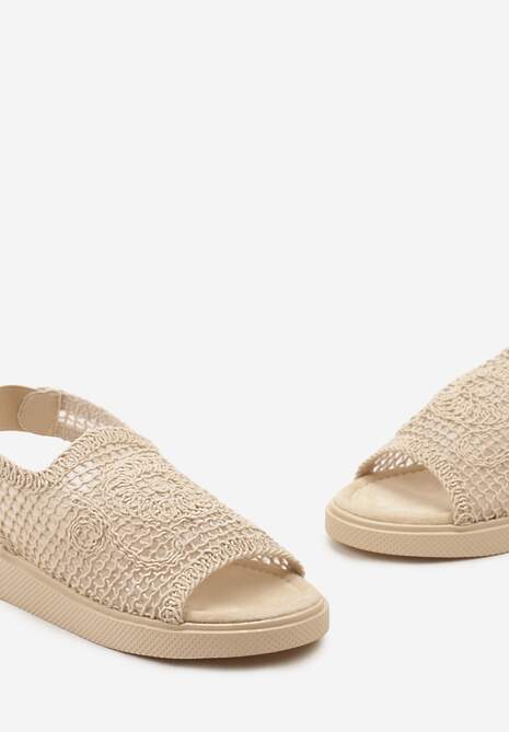Beżowe Stylowe Sandały z Plecionymi Detalami i Paskiem na Piętę Matirra