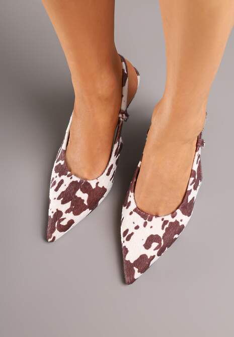 Brązowe Sandały Vices w Krowie Łaty na Szpilce Slingback Raleira