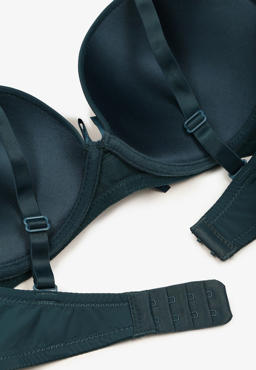 Ciemnozielony Biustonosz z Gładkim Wykończeniem i Odpinanymi Ramiączkami Salireva