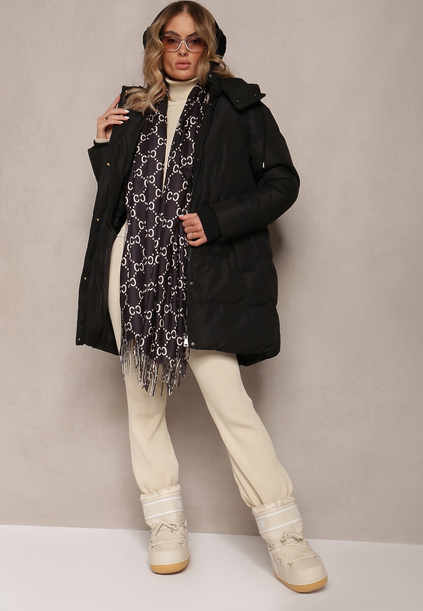 Czarna Kurtka z Klasycznym Pikowaniem i Odpinanym Kapturem Thessari