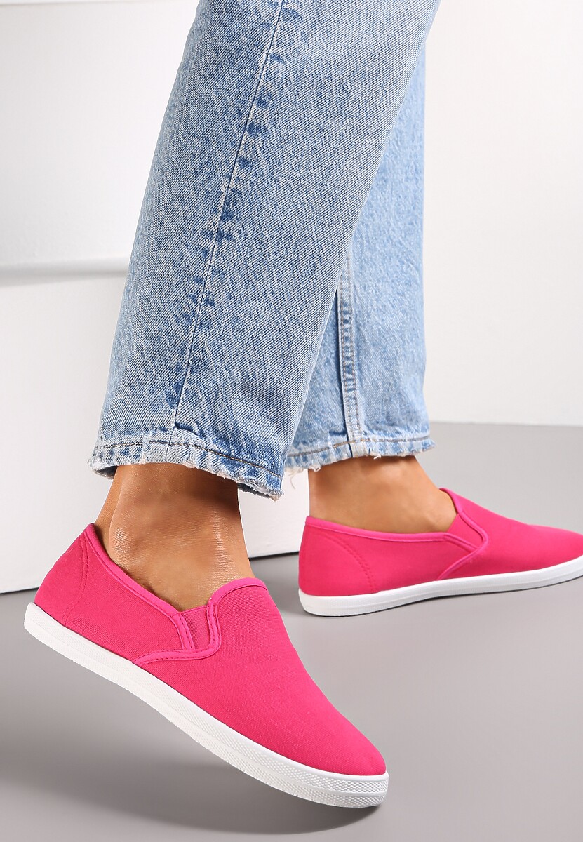 Fuksjowe Materiałowe Tenisówki na Elastycznej Podeszwie Aishani