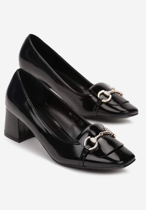 Czarne Czółenka z Klamerką w Cyrkonie na Słupku Viokha