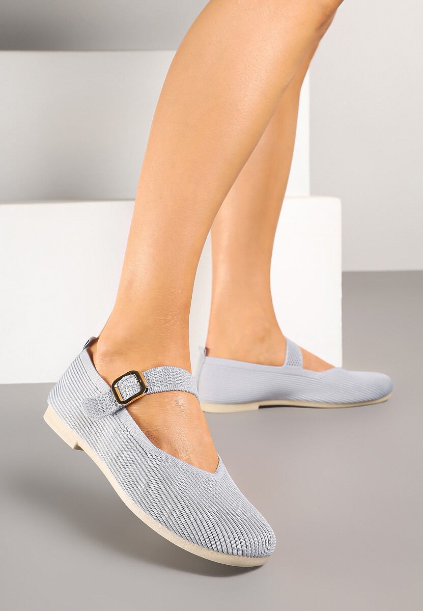 Szare Balerinki Ozdobione Paskiem Avanellia