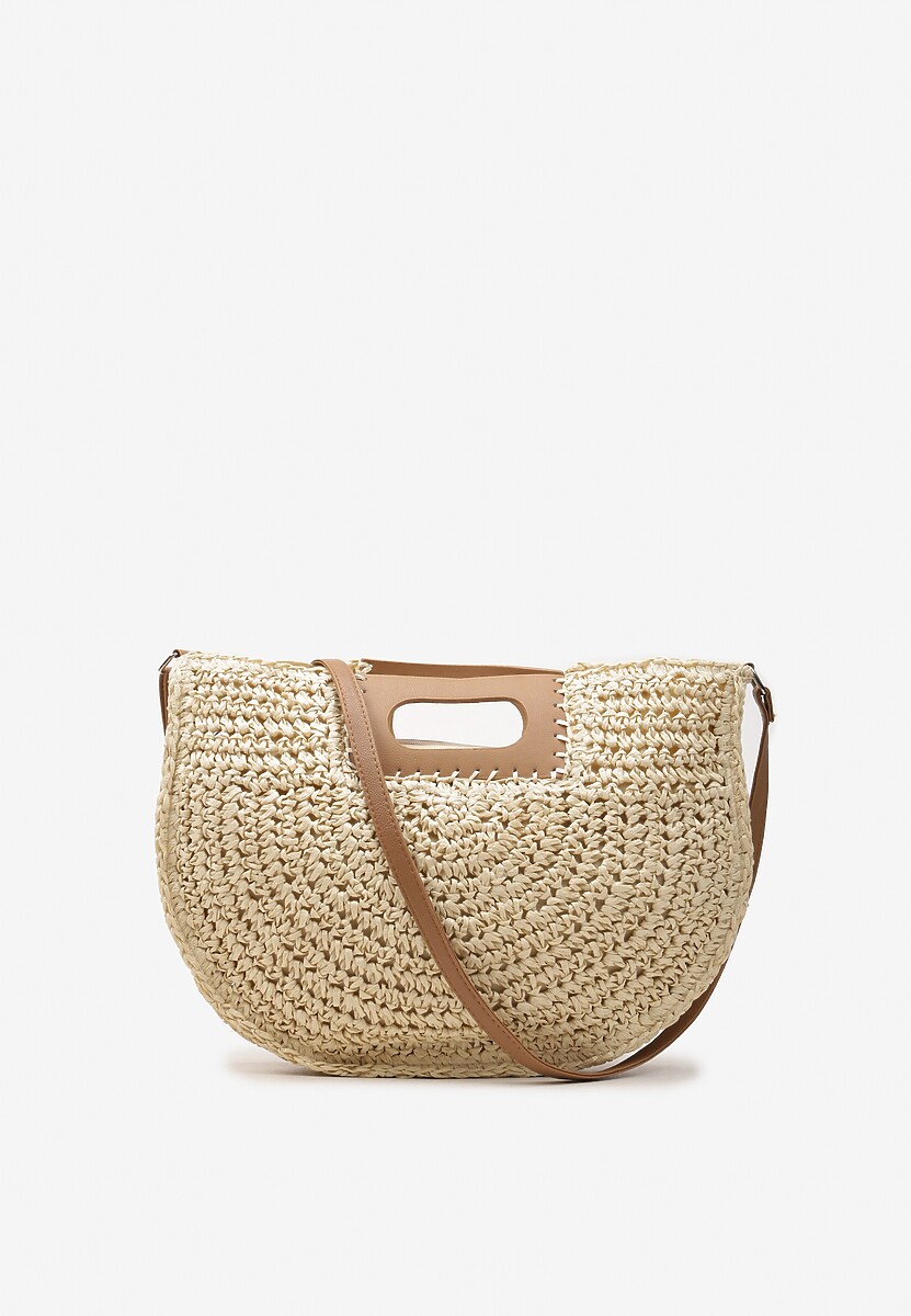 Jasnobeżowa Torebka na Ramię w Stylu Boho z Regulowanym Paskiem Arpive