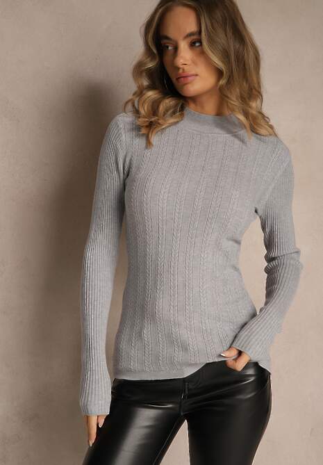 Szary Golf z Tłoczonym Wzorem Ralinnea