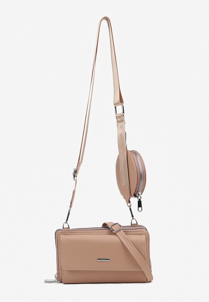 Beżowa Mała Torebka z Dwiema Komorami i Dodatkowymi Odpinanymi Paskami Sialitha