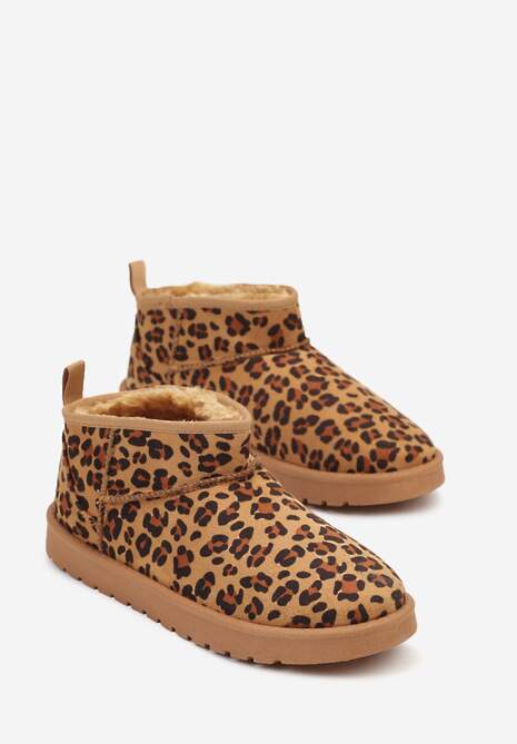 Brązowe Śniegowce Ozdobione Wzorek w Panterkę Antelaia