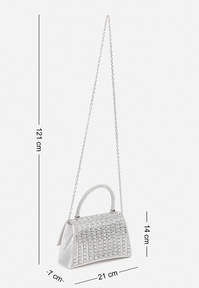 Srebrna Cyrkoniowa Torebka w Koktajlowym Stylu z Rączką i Łańcuszkiem na Ramię Yolatia