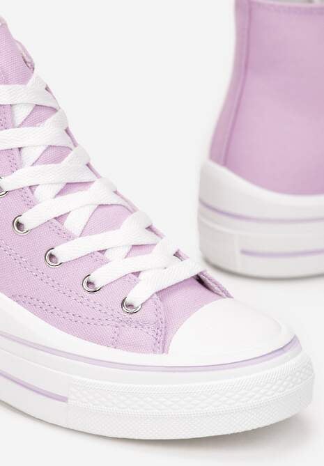 Fioletowe Trampki z Wysoką Cholewką na Platformie Layun