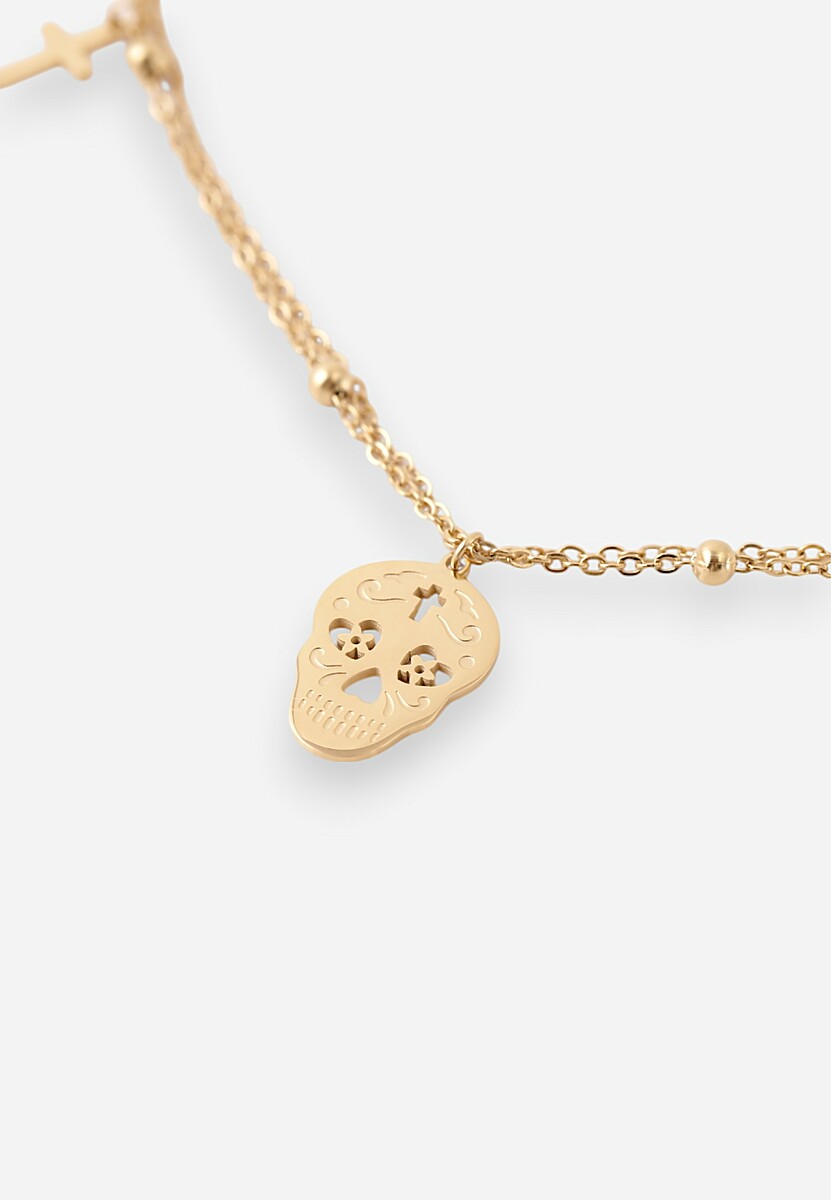 Złoty Naszyjnik z Podwójnym Łańcuszkiem z Zawieszkami Krzyżykami Tiamabel