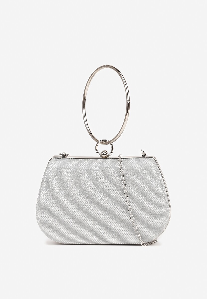 Srebrna Torebka Typu Kopertówka Ozdobiona Okrągłym Uchwytem Tolarania