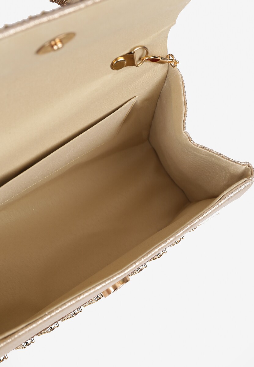 Złota Cyrkoniowa Torebka w Koktajlowym Stylu z Rączką i Łańcuszkiem na Ramię Yolatia