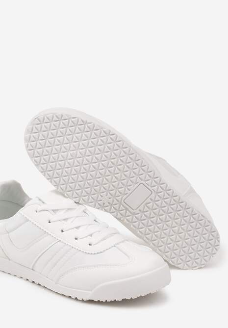 Białe Sneakersy Typu Tenisówki z Kontrastowymi Wstawkami Feladith