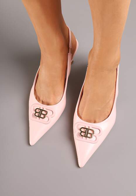 Różowe Czółenka Sandały Vices na Kaczuszce Typu Slingback Ozdobione Metaliczną Aplikacją Lilarunea