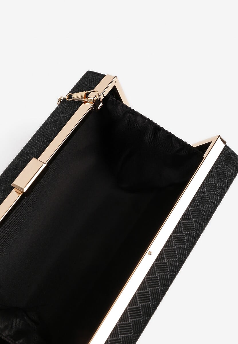 Czarna Torebka Kopertówka z Tłoczeniem i Brokatem Talavesa