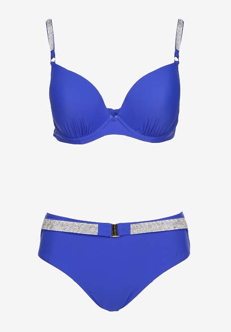 Niebieskie Bikini Majtki Figi i Biustonosz z Cyrkoniami Tenumela