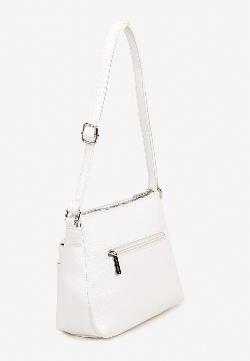 Biała Torebka Listonoszka z Ozdobnymi Suwakami Sonendria