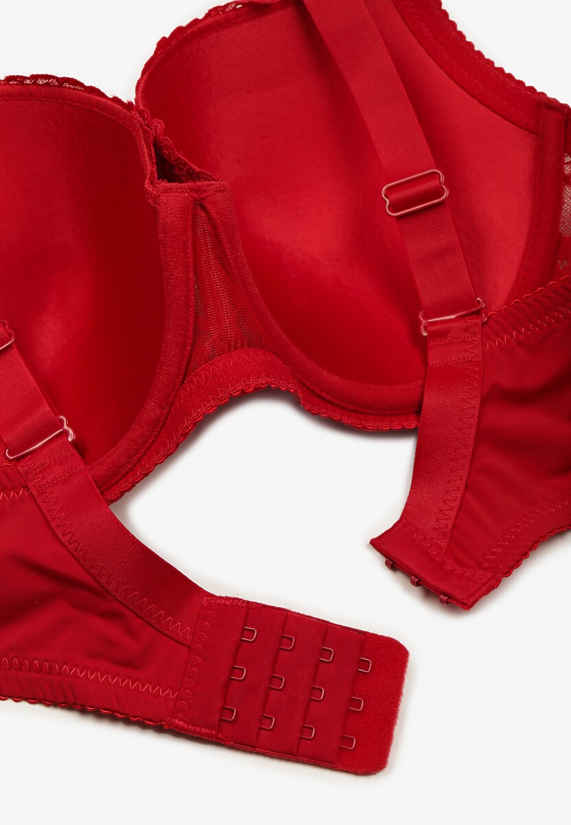 Czerwony Biustonosz z Koronką i Paskiem z Cyrkonii Katielle