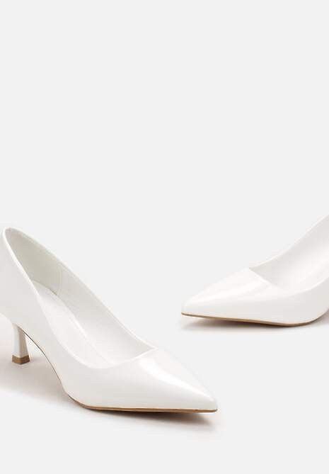 Białe Lakierowane Czółenka na Szpilce ze Szpiczastym Noskiem Ringessa