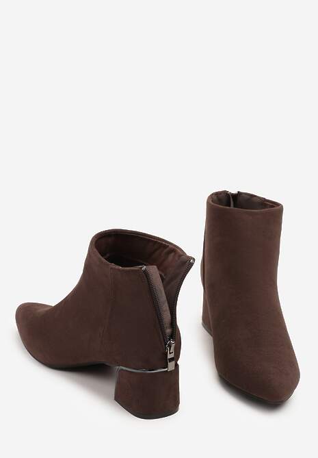 Brązowe Botki Vices na Słupku o Geometrycznym Kształcie Ferrriva