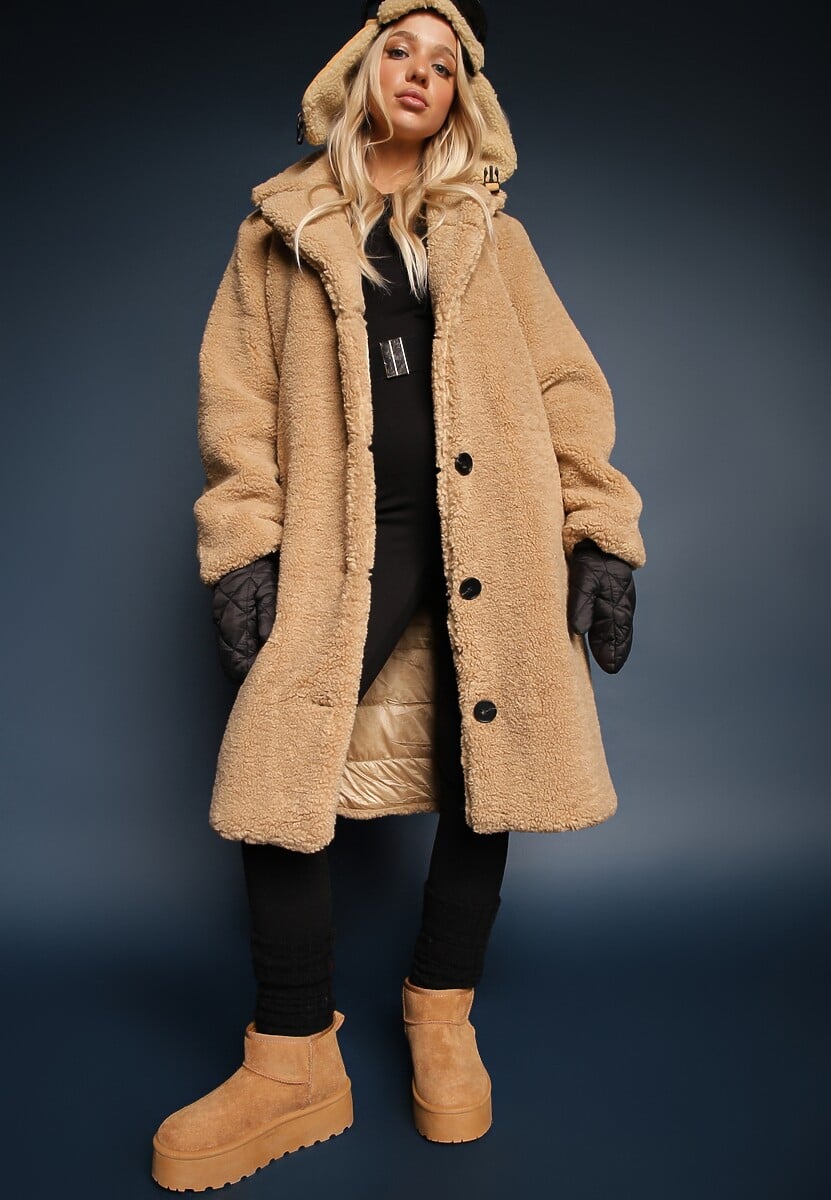 Brązowe Krótkie Śniegowce na Platformie Elenith