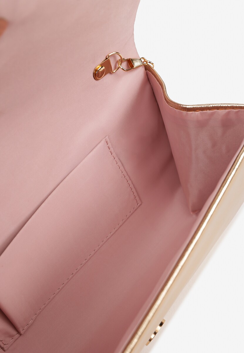 Szampańska Metaliczna Torebka Kopertówka z Odpinanym Łańcuszkiem Flonne