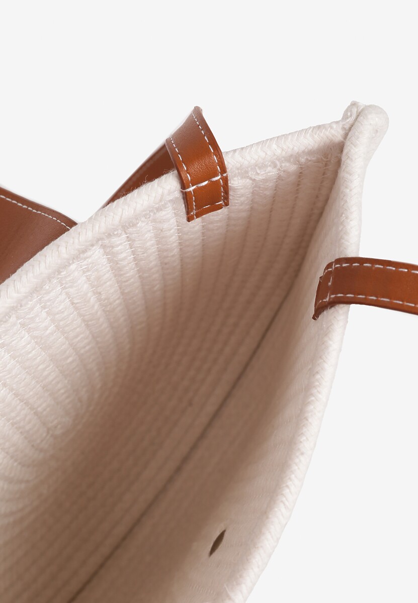 Beżowa Półokrągła Torebka z Bawełny z Plecionki Uloressa