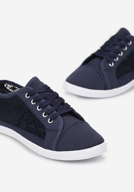 Granatowe Tenisówki z Ażurowymi Wstawkami Po Bokach Salessa