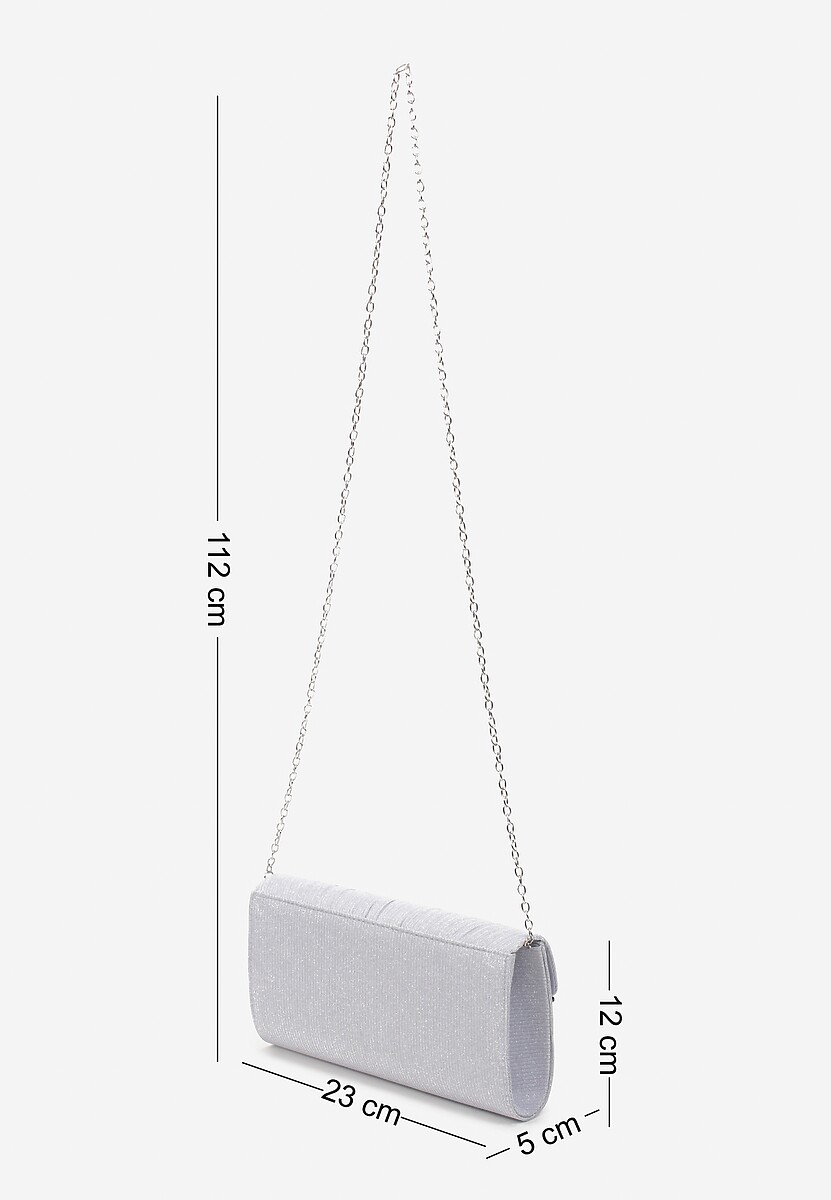 Srebrna Torebka Kopertówka z Połyskiem Ozdobnie Marszczona Arutha