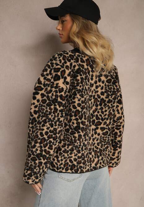 Brązowa Kurtka Futrzana Ozdobiona Kieszeniami Sewiala