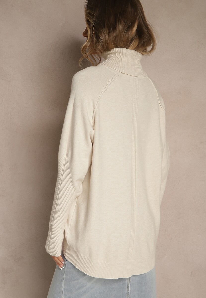 Beżowy Golf z Domieszką Kaszmiru o Prostym Kroju Zoirsova