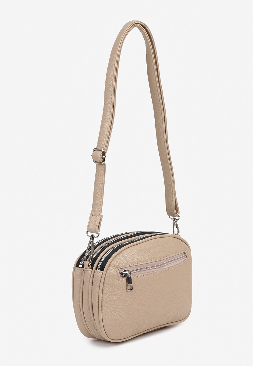 Ciemnobeżowa Torebka Ozdobiona Metaliczną Aplikacją Nanowena