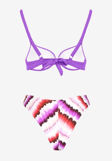 Fioletowe Bikini Majtki Figi Ozdobione Nadrukiem i Biustonosz Natinalia