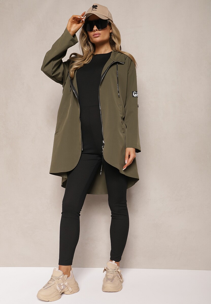 Ciemnozielona Kurtka Wiatrówka Oversize Palishe