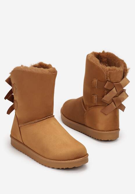 Brązowe Śniegowce z Kokardkami Chami