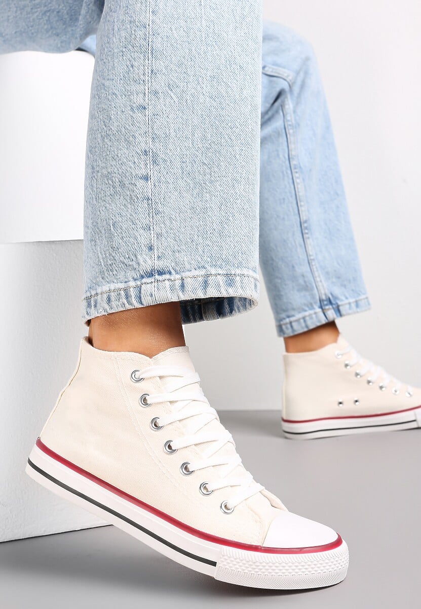 Jasnozielone Trampki na Płaskiej Podeszwie z Lamówką Vinys