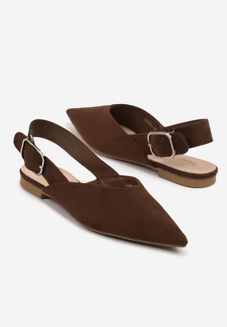 Brązowe Sandały Vices Typu Slingback z Wkładką ze Skóry Naturalnej Rallora