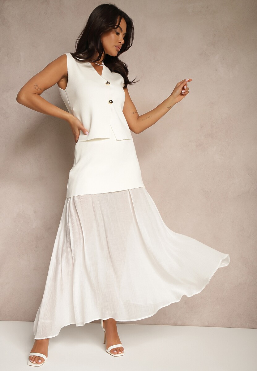 Czarna Plisowana Spódnica Tiulowa z Wiskozy z Podszewką Balione