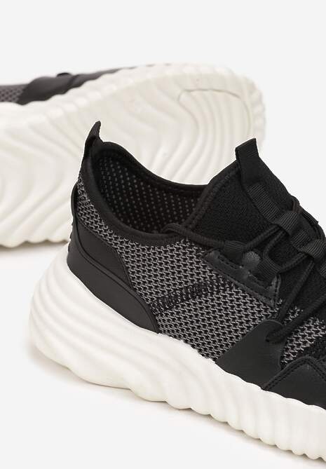 Czarne Sneakersy Sznurowane na Grubej Podeszwie Stephenie