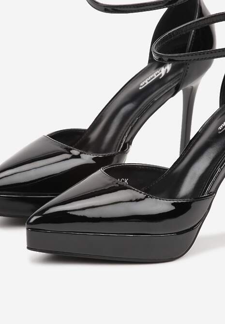 Czarne Szpilki Lakierowane z Platformą Nilafera