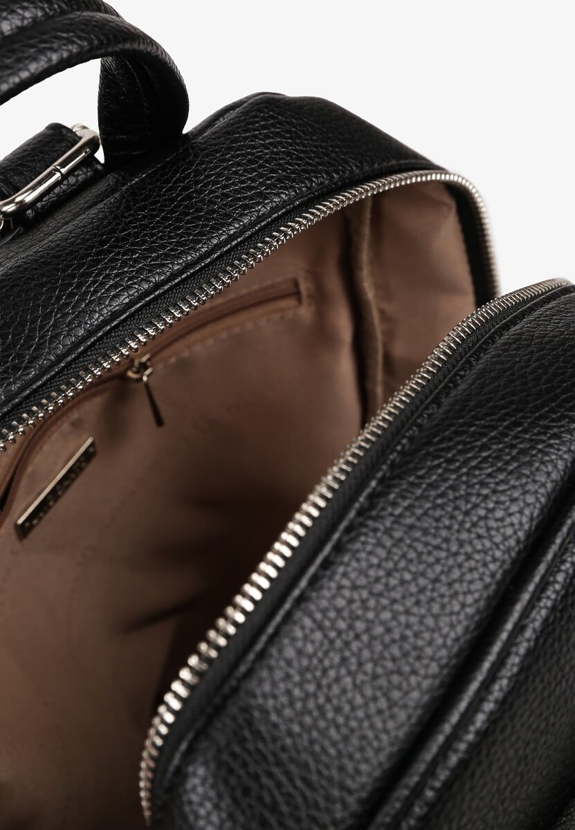 Czarny Mały Plecak Zdobiony Suwakiem Nilzeri